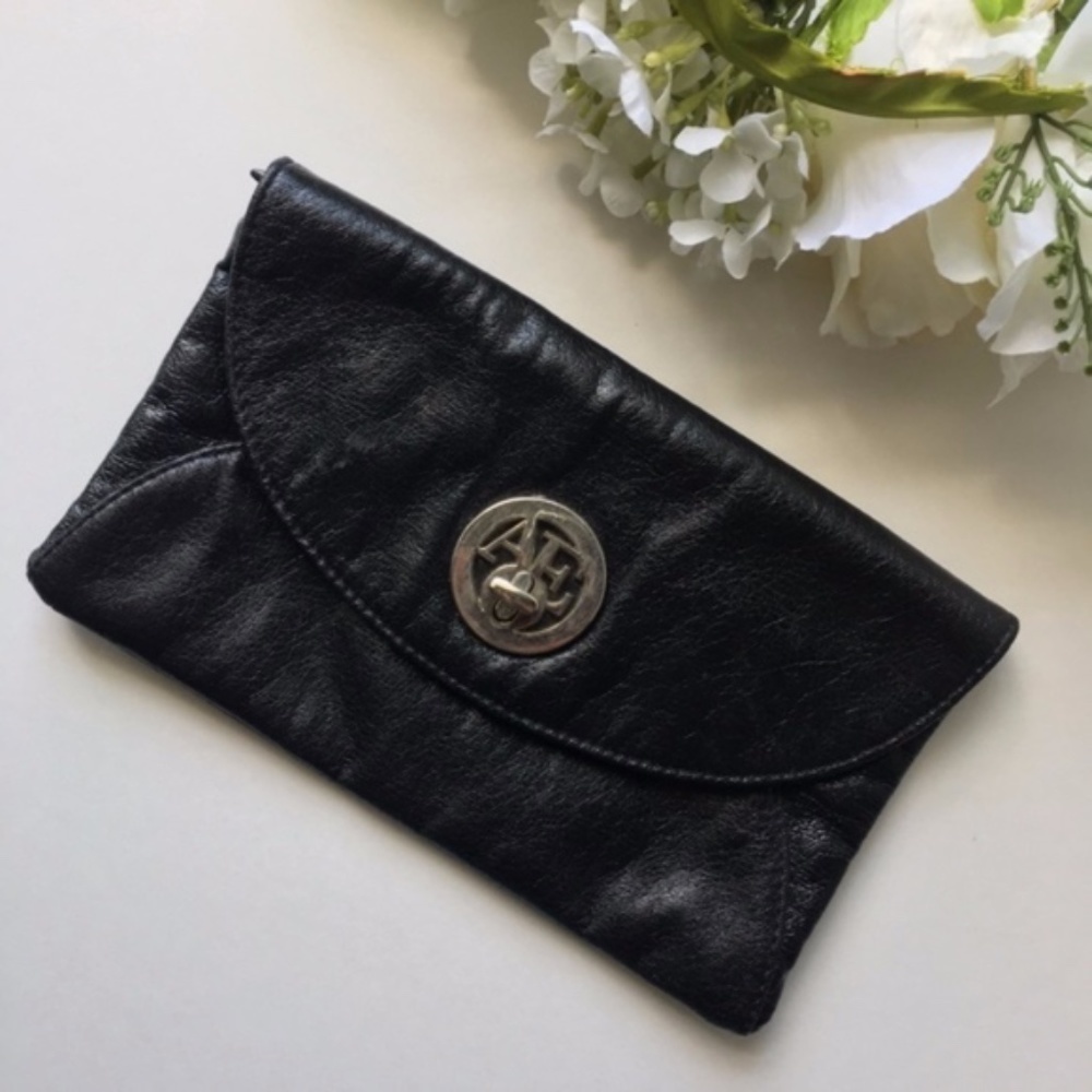 American Eagle // Black Foldover Clutch